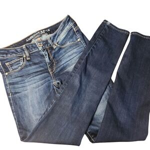American Eagle Super Stretch Skinny Jeans Dark Wash Blue Womens 4 Regular